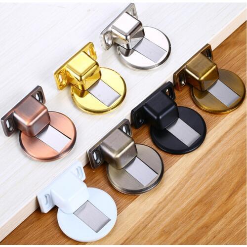 1pcs Magnetic Door Holder Stopper Invisible Doorstop Wall Floor Mount Safety Catch Zinc Alloy Gate Resistor Doorstop Door Holder
