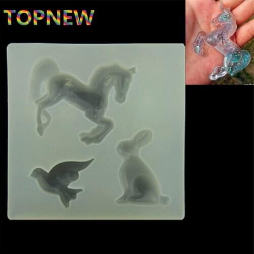 1pc DIY Handmade Cute Animal Horse Bird Rabbit Charm Pendant Epoxy Silicone Mould Jewelry Making Tools Silicone Molds