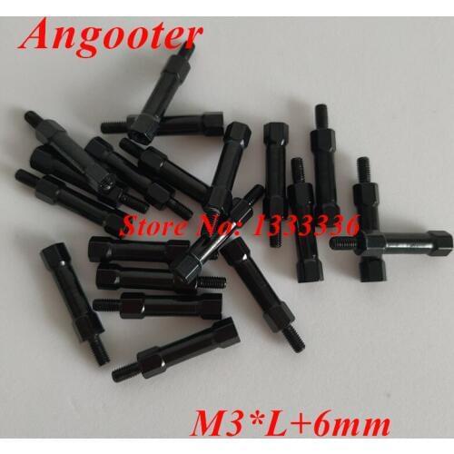 10pcs M3*10/15/20/21/24/25/30/32/34/35/40+6mm Anodized Black Hex Aluminum Standoff Spacer For RC Parts aluminum Spacing Screw