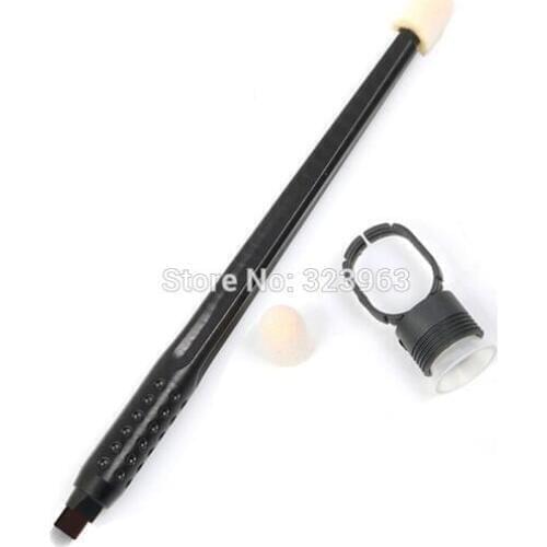10pcs Disposable Tattoo Manual Pen 18 U with Black Sponge Ring Microblading Pen with Lamina Tebori 18U Flex Eyebrow Pen