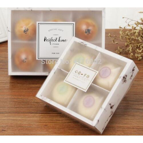 100pcs/lot Transparent Frosted Cake Box Dessert Macarons Mooncakes Boxes Pastry Packaging Boxes