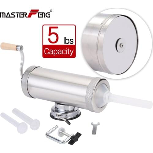 2.5kg / 5 lbs Stainless Steel Sausage Maker Meat Stuffer With Suction Cup Kitchen Meat Tool Homemade Manual Sausage Maker