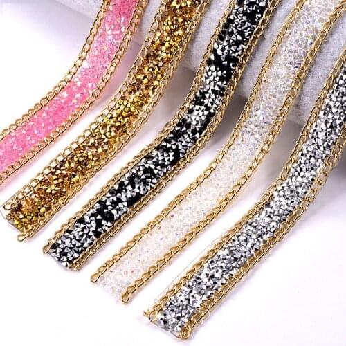 2cm Black Rhinestons Trim Iron On Diamond Crystal Ribbon Wrap Dress Trim Ironing Accessories DIY Wedding Cake Party Decoration