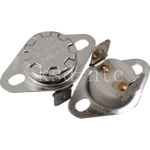 20PCS Thermostat KSD302/KSD301 Ceramics 16A250V 100C 105C 110C 115C 120C 125C 130C 135C 140C 145C degrees Normally Closed open