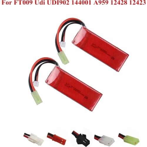 2s 7.4V 2800mAh Lipo Battery for FT009 Udi UDI902 144001 A959 12428 12423 RC Boat Spare Parts