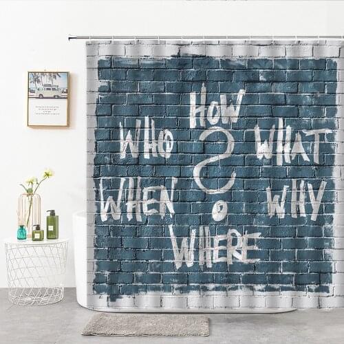 3D Color Wall Painting Letters Shower Curtains Brick Grain Wood Grain Home Bath Decor Curtain Background Cloth Bathroom Supply