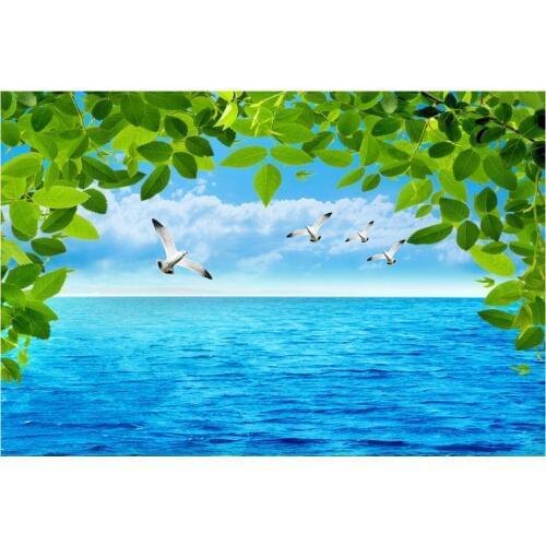 3d wallpaper Custom High end 3d murals wallpaper for walls 3 d Seawater Seagull Green Leaf TV Background Wall paper home decor