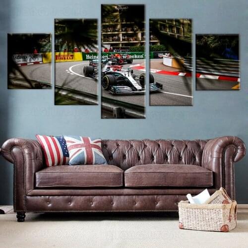 5 Pieces Monaco GP Lewis Hamilton f1 Poster Car Canvas Frame Art Living Room Home Decor Artwork Wall Picture Print Painting