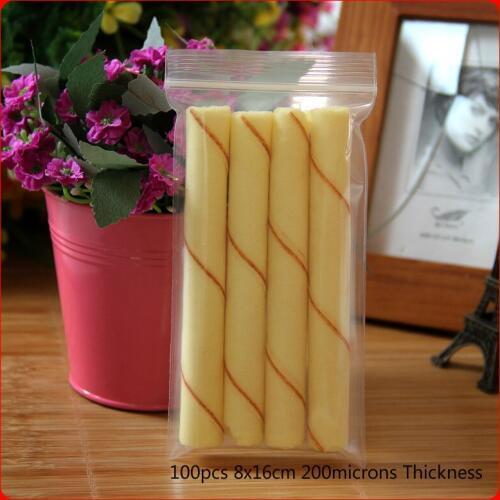 Almacenamiento Comida 100pcs 8x16cm 200microns Thickness Plastic Transparent Bag , Zipper lock Clear Packaging Package Bags