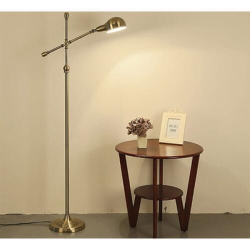 American all-copper adjustable floor lamp living room bedside lamp modern retro LED fishing floor lamp