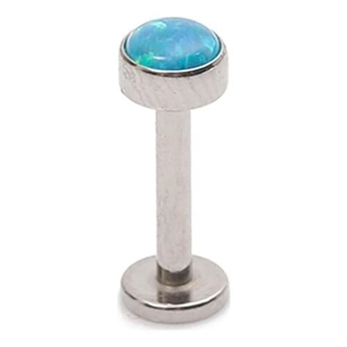 ASTM F136 Titanium Internally Threaded Blue Opal Labret Piercing