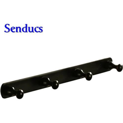 Free shipping luxury solid brass four clothes hook and hat hook from sendcus bathroom hardware black bronze robe hooks