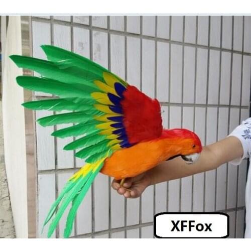Big real life wings parrot model foam&feather simulation red&orange parrot bird gift about 45x60cm xf0292