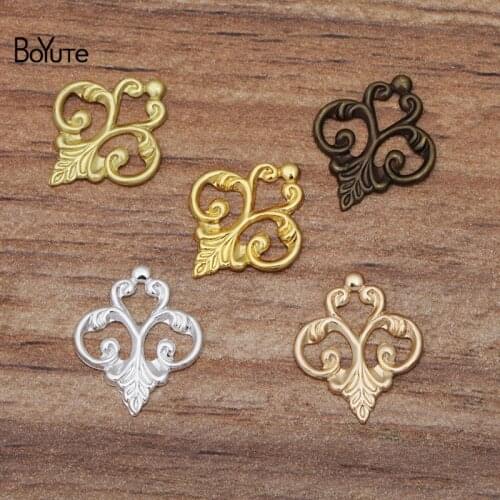 BoYuTe (100 Pieces/Lot) 15*13MM Metal Brass Filigree Flower Findings Diy Hand Made Jewelry Materials Wholesale