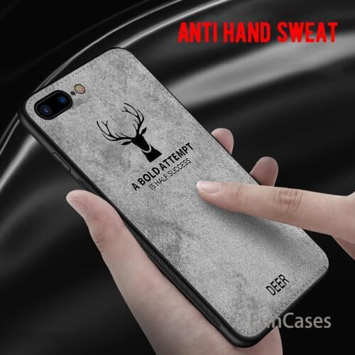 For iPhone 7 8 6 6S Plus Cloth Texture Phone Case For iPhone X XR XS MAX Embossed Deer Pattern Protector Back Cover ipohne