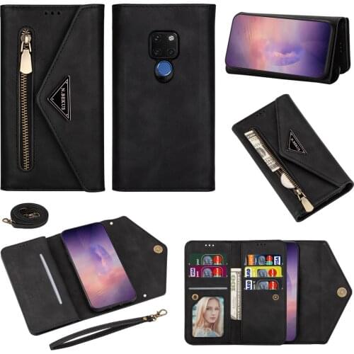 Zipper Wallet Flip Leather Case for Huawei P30 P20 P40 Mate20 Pro Mate 20 10 Lite Y5 Y6 P Smart Plus 2019 Card Solt Holder Cover