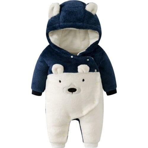 Baby Girls/Boys Jumpsuits Long Sleeve Winter Newborn Pajamas Baby Shower Gifts Cute Cartoon Print Infant Hooded Onesie
