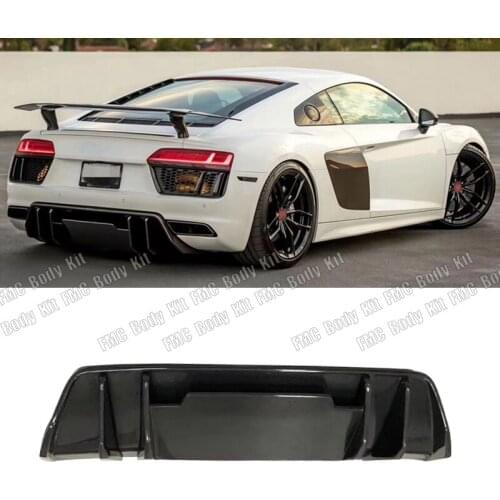 Real Carbon Fiber Material Rear Lip Bumper Shovel Diffuser Car Modification Body Kit For Audi R8 V10 Coupe Tuning 2017-2018