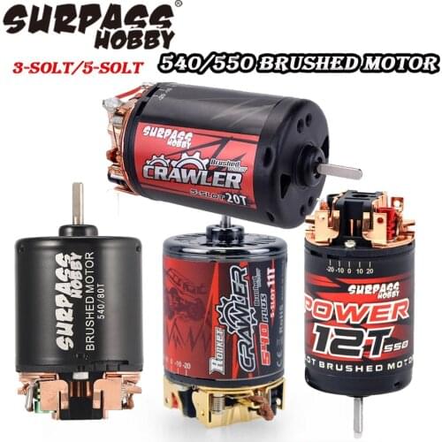 SURPASS HOBBY 5-Slot 3-Slot 540 550 540 Plus Brushed Motor 12T 16T 27T 35T 80T for 1/10 RC Monster Truck Crawler Scx10 Car