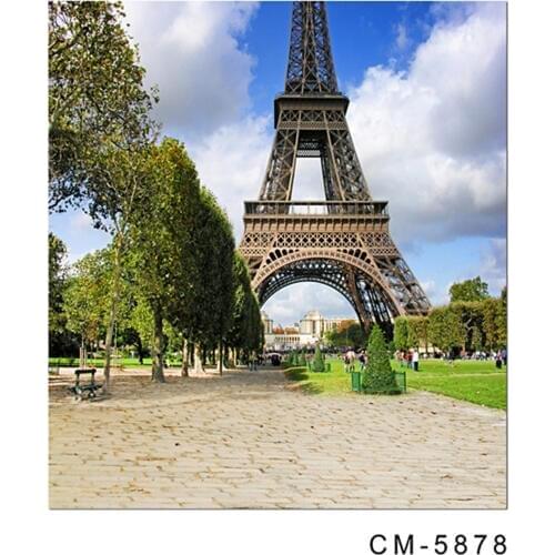 Photography Camera Background 5x7 Eiffel Tower Green Trees For Wedding Photo Shoots Real Professional Backdrops for Photo Studio