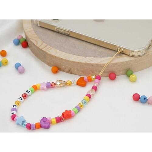 Go2Boho Cell Phone Cord Charm Mobile Chains Colorful Beaded Straps Star Heart LOVE Letter Chain 2021 Phone Lanyard Cute Jewelry