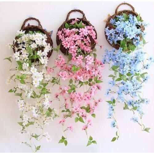 Artificial winter jasmine wall hanging false flower rattan living room wall decoration plant plastic flowers rattan Chlorophytum