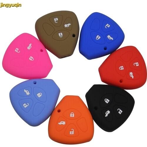 Jingyuqin 3 Buttons Flip New Silicone Remote Car Key Case Cover Fob Protector For Toyota Camry COROLLA Vios REIZ CROWN RAV4