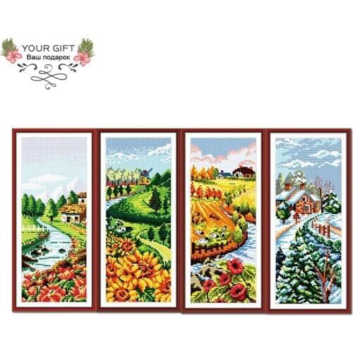 Joy Sunday F067F068F069F070 14CT 11CT Counted and Stamped Home Decoration Spring Summer Autumn Winter Korean Cross Stitch kits