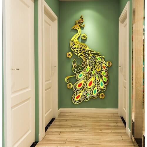 Chinese classical DIY Phoenix Acrylic Wall Sticker 3D stereo living room Entrance restaurant background room Layout Wall Sticker