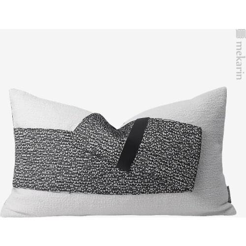 Chinese model room pillow black and white waist seal folding waist pillow home decoration cushion sofa pillow bed head pillow