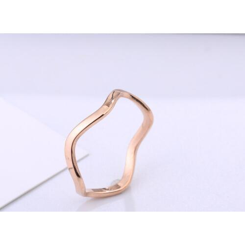 Rose gold color stainless steel geometric curve rings for women ringen, minimalism engagement ring bague femme jewelry