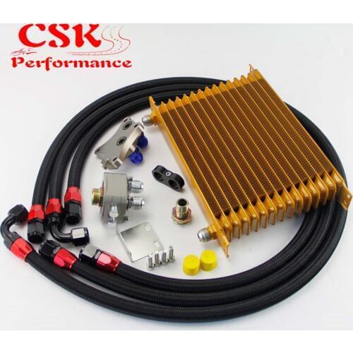 15 Row 262mm AN10 Oil Cooler Kit Fits For Nissan Silvia S13 S14 S15 180SX 200SX 240SX SR20DET Black/Blue/Gold