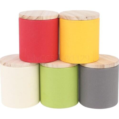 Home Tea Cans Storage Box Wooden Lid colorful wedding candy box Gift packing Box small round canister box 1pc