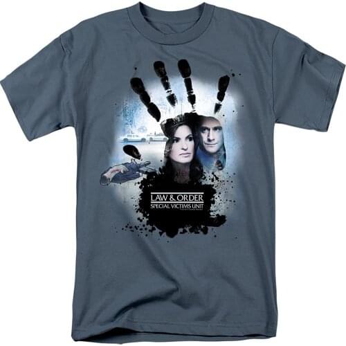 Law &amp Order SVU - Elliot &amp Olivia with Handprint - Mens T-Shirt Slate