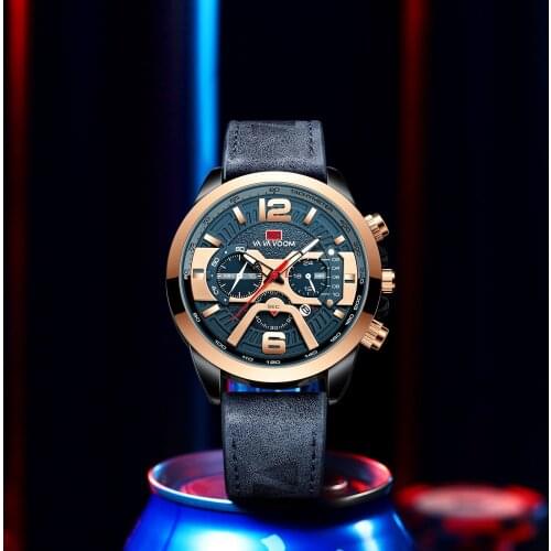 VAVA VOOM Luxury Brand Mens Leather Strap Military Quartz Mens Watch Date 30m Water proof Sports Men Watch Relogio Masculino