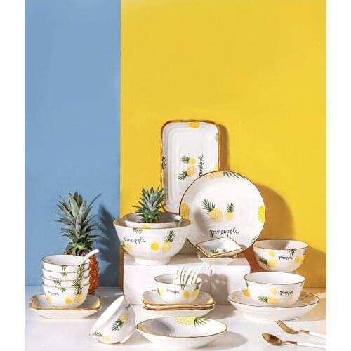 Japanese Style Plate Sets White Flower Spicy Noodles Crockery Plate Sets Spoon Sushi Assiette Porcelaine Tableware Set EH50PS