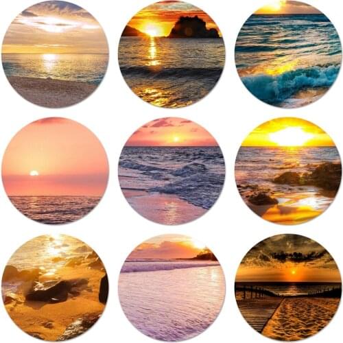 New Arrival 58mm Summer Ocean Sea Sunset Beach Badge Brooch Pin Accessories For Clothes Backpack Decoration gift