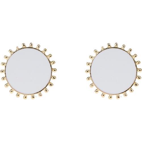 New Fashion Minimalist Style Engagement Stud Earrings Enamel Round Geometric Accessories Party Jewelry Gifts for Girl Office