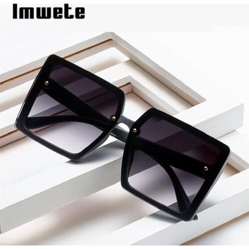 Imwete Vintage Oversize Square Women Men Sunglasses Luxury Brand Big Frame Sun Glasses Black Fashion Gradient Female Glasses