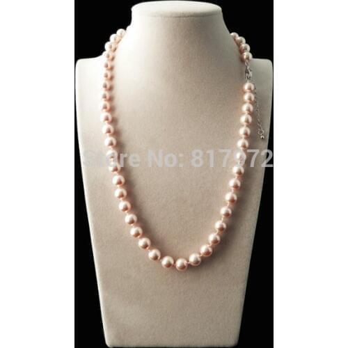 Handmade Natural South Sea Shell Pearl Necklace Fashion Highlight AAA 8MM Bead Light Pink Necklaces Gift for women Jewelry