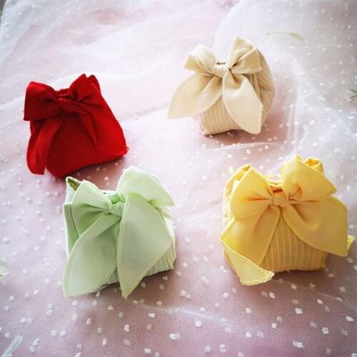 Big Bow Gift Packing Bags For Birthday Wedding Party Favors Mini Drawstring Chocolate Candy Bag Cute Cloth Jewelry Organizer