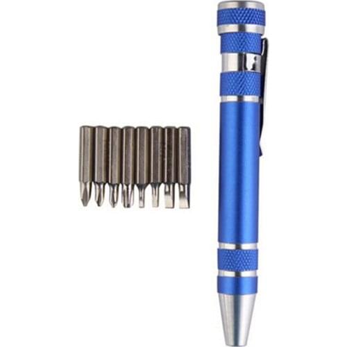 Portable Screwdriver 8 in 1 Pen Style Screw Driver Multi-Tool Precision Mobile phone Repair Tool Kit Screwdriver Set Bit 4 Color