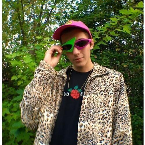 Roy purdy party glasses hip hop pink green sunglasses music festival triangle glasses funny hip hop party funny glasses Two-tone