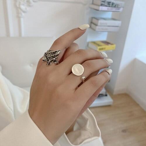 Simple Exaggerated Retro Design Irregular Ring For Women Adjustable Open Finger Rings European and American Style Jewelry