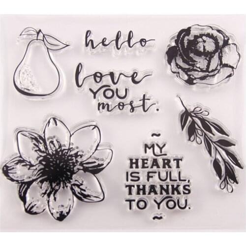 Pear Flower Transparent Clear Silicone Stamp Seal DIY Scrapbooking Rubber Stamping Coloring Embossing Diary Decoration Reusable