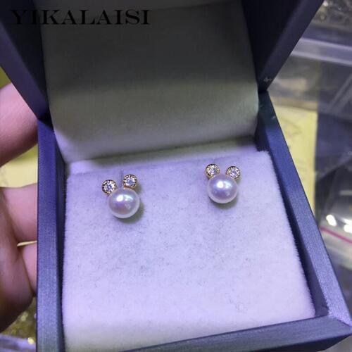 YIKALAISI 925 Sterling Silver Jewelry Pearl Earrings 2019 Fine Natural Pearl jewelry 6-7mm stud Earrings For Women wholesale