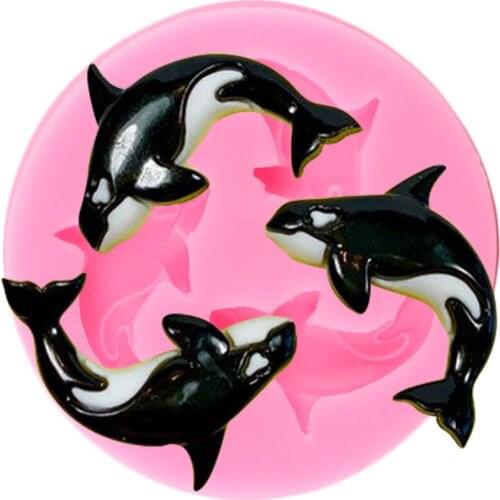 Killer Whale Dolphin Cupcake Topper Silicone Mold Cake Border Fondant Mould Baking Cake Decorating Tools Candy Chocolate Molds