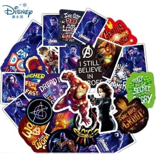 10/30/50Pcs Disney Avengers Stickers Cool Marvel Hero Waterproof Skateboard Laptop Guitar Luggage Graffiti Sticker Girl Kid Toys