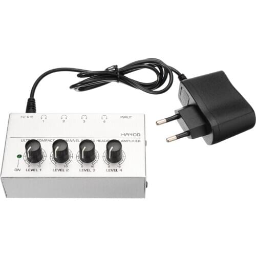 EU Adapter Headphone Amp HA400 Ultra-Compact 4 Channel High-power Headphone Audio Stereo Microamp Amplifier 11x6x3cm