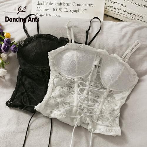 Camis For Women Tank Top with Built in Bra Spaghetti Strap Crop Tops Woman Lace Camisole Elegant French Chic Dropshipping